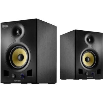 HERCULES MONITOR 5 - Enceintes de monitoring bi-amplifiées - 2 x 80W RMS - Woofer de 5 pouces avec membrane Kevlar - Noir