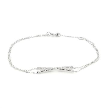 Bracelet femme - BRILLAXIS - Bracelet Brillaxis barettes croisées empierrées - Couleur de la matière:Blanc Taille/Longueur:18 cm