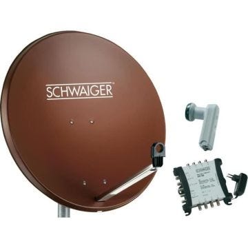 Kit Parabole SAT 80 cm - SCHWAIGER - LNB quattro - 8 sorties - Rouge