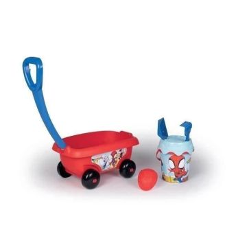 Smoby - Chariot de plage garni Spidey - Fabriqué en France - Pour enfants à partir de 18 mois - Bleu