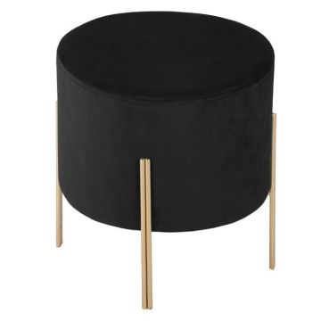 Tabouret d'appoint Living noir en velours - Noir - Atmosphera createur d'interieur