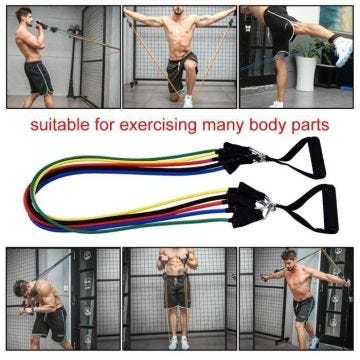 ss-33-Kit d'exercice pour cordes d'élasticité pour exercices de résistance physique avec exercices de yoga Pilates -PEL