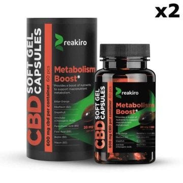 Lot de 2 x 60 Gélules CBD Reakiro "Metabolism Boost" (2 x 600mg).