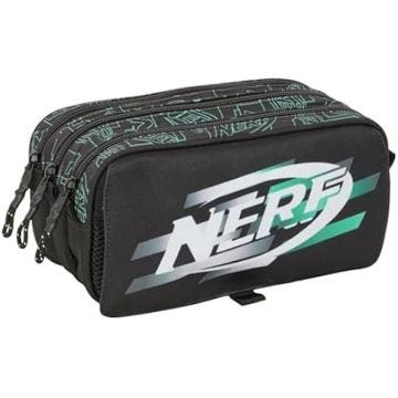 Trousse Triple - SAFTA - Nerf Game - Confortable - Polyvalente - Pour Enfants Scolaires