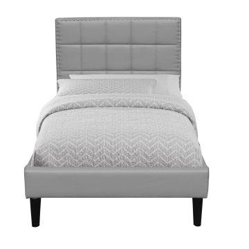 Literie - Lit riley Gris pour matelas 90x190 - Sommier Tte de Lit Capitonnee Couleur GRIS Pieds en 16 cm pour matelas - 13