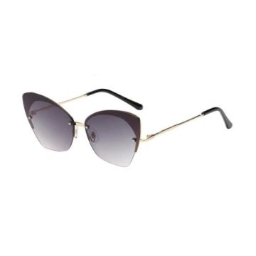 lunette de soleil femme papillon épuré verre fumé noir branche metal pin up rockabilly