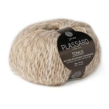 Laine mèche chiné Tonus Sable (03) - PLASSARD - 67001 - Blanc - Sable