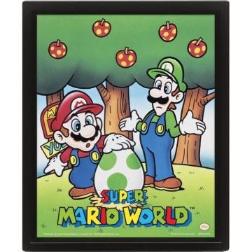 Cadre 3D lenticulaire Pyramid Super Mario Word Mario And Luigi - vert/rouge/bleu - 20,5x4,5x25,5 cm