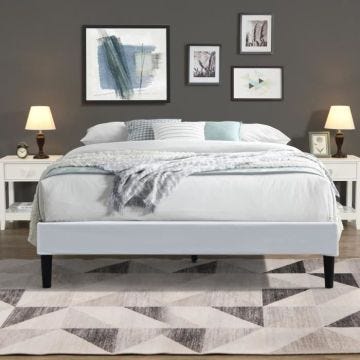 KD - Sommier 180x200 cm Tapissier dhoussable housse lavable Blanc Pieds en 20 cm 2 x 13 Lattes - anna- revetement Tissu...