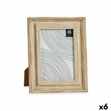 cadre photo verre doré bois marron plastique (6 unités)