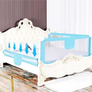 Barrière de Lit Portable Bébé Enfant - OHMG - HSTURYZ - Bleu - Réglable - Universel