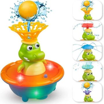 Jouet de Bain - Crocodile - Automatique - Éclairage LED - 5 Modes de Pulvérisation - Non Toxique