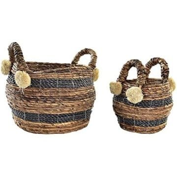 Ensemble de paniers - DKD Home Decor - Standard - Marron et noir - 31 x 31 x 33 cm