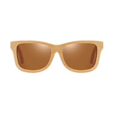 Lunettes de soleil - Bois véritable - Bambou - Verre marron clair - Protection UV 400 - Mixte