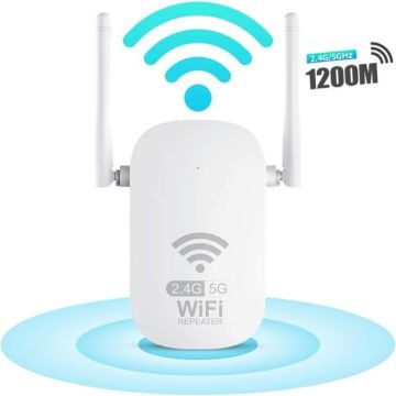 Répéteur Wi-Fi 1200 Mbps Amplificateur Wifi Double Bande 2,4 & 5 GHz