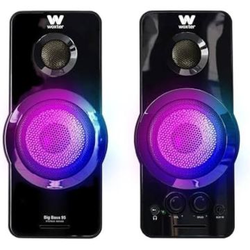 Woxter Big Bass 95 RGB Haut-parleurs stéréo multimédia 20 W Puissants, connexion 3,5 mm, éclairage RVB, boutons et ports AUX et