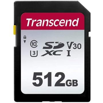 Carte SD TRANSCEND 300S 512GB - Video Class V30 / UHS-I U3 / Class10