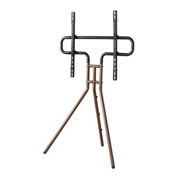 Socle TV "Design chevalet", 191cm (75"), hteur var., asp. bois, noyer