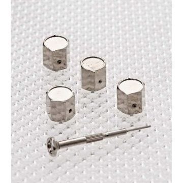 RICHBROOK kit de 4 Capuchons de valves antivol sans logo + 2 clés - Gris