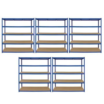 Étagères de rangement extra larges - T-Rax - 160cm L - 60cm P - Bleu - Bois - Panneaux de particules