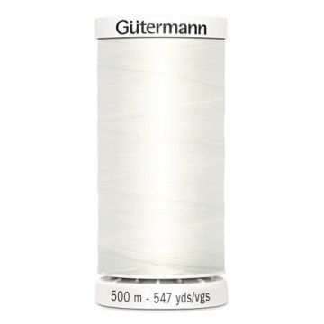Fil à coudre - GÜTERMANN - 500m - Blanc - 100% polyester - Durable et résistant