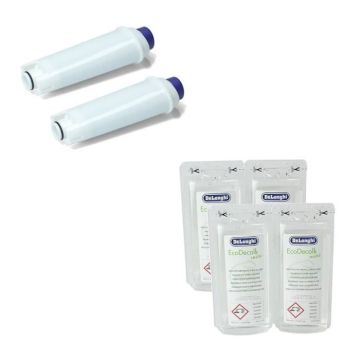 Lot de 2 filtres à eau et 2 lots de détartrants - Cafetière, Expresso - DELONGHI - Filtre à eau - Blanc