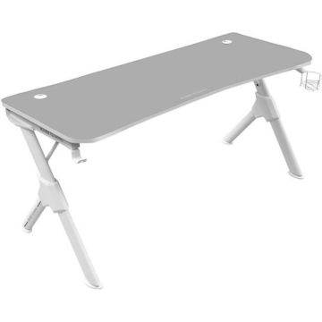 Bureau Gamer Blanc 140 cm - Mars Gaming MGD140 - Tapis Nanotextile - Support Casques + Boissons