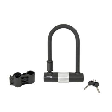 Antivol vélo Dresco U-Lock 18 x 26 cm - Acier inoxydable/polyester - Noir/argent - 4 pièces