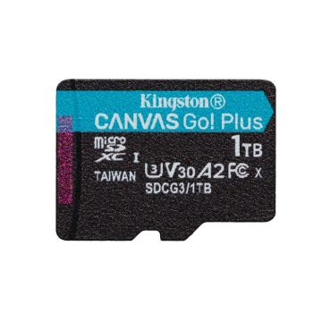 Carte microSD Kingston Canvas Go Plus 1 To - Vitesse de lecture 170 Mo/s - Classe U3/V30