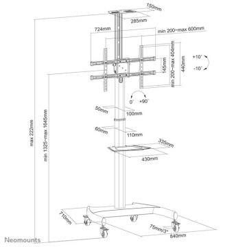 MOBILE FLAT SCREEN FLOOR STAND (HEIGHT: 130-162 CM) 0,000000 Noir
