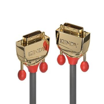 Lindy Gold Câble DVI liaison double DVI-D (M) pour DVI-D (M) 5 m vis moletées gris