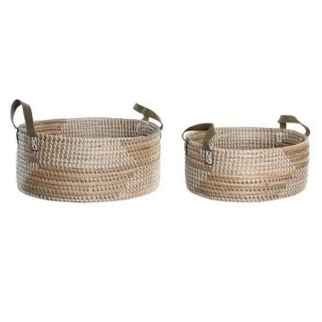De panier style tropical pu, seagrass naturel, jaune, marron - Couleur:MARRON