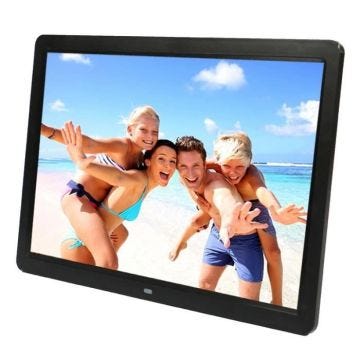 Cadre Photo Full HD 15 Pouces Tft LED Lecteur Media 16 :9 Calendrier Réveil Noir YONIS