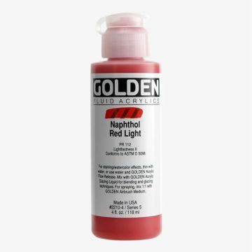 Golden : Fluid Acrylic Paint : 119ml (4oz) : Naphthol Red Light