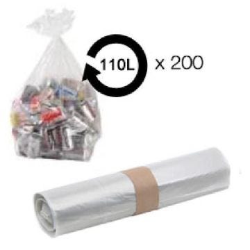 Sacs poubelle transparent 110L 36 microns BD -carton de 200-