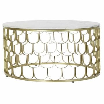 table d'appoint glam blanc, doré bois, fer 81 cm - Couleur:DOR