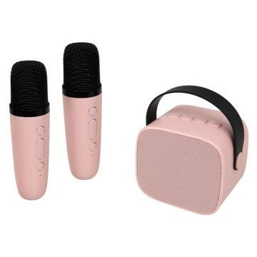Enceinte Karaoké Bluetooth 15W avec 2 Microphones sans fil PARTY Rose