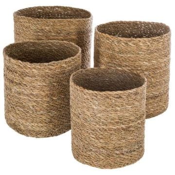 Set de paniers - Atmosphera - Marron - 4 pièces - Seagrass - Contemporain