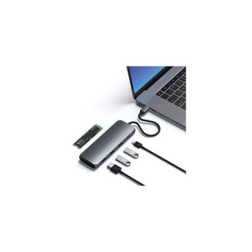 Hub USB-C - Satechi - 4 en 1 - SSD intégré - HDMI 4K - Recharge USB-C PD 100W