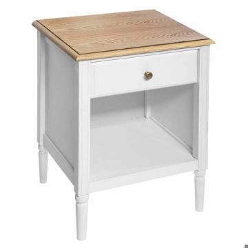Table de chevet - ATMOSPHERA - Solen - 1 tiroir - Bois Blanc et Naturel