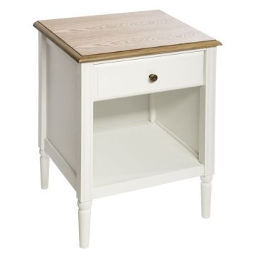 Table de chevet - ATMOSPHERA - Solen - 1 tiroir - Bois Blanc et Naturel