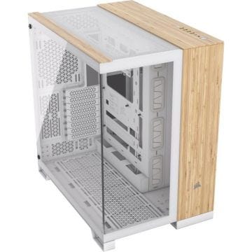 Boitier Moyen Tour E-ATX - Corsair 6500X - Blanc et marron - Refroidissement liquide - Panneaux vitrés - USB 3.0