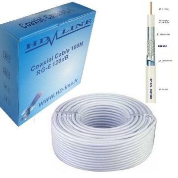 CABLE COAXIAL HD-LINE 120dB 100M ANTENNE PARABOLE