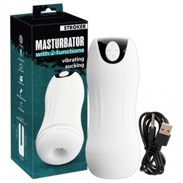 Masturbateur Rechargeable Vibrant et Aspirant - mixte / adulte Blanc
