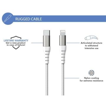 Câble Renforcé FORCE POWER C/MFI 3A 2m Blanc