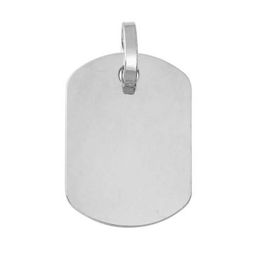 Tous les pendentifs et médailles homme - BRILLAXIS - Pendentif plaque GI bords arrondis or blanc 750/1000 - Couleur de la matière:B