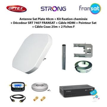 Antenne Sat Plate 40cm - OPTEX - Décodeur SRT 7407 FRANSAT - Gain de conversion : 60 – 65 dB