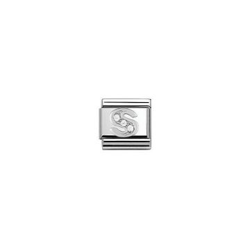 Bracelet Maillon en Argent 925 et Acier - NOMINATION - Lettre S ornée d'Oxydes de Zirconium Blancs