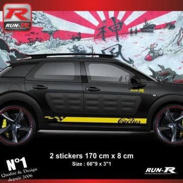 Sticker bas de caisse - ADNAUTO - Citroen Cactus - Jaune - Lot de 2 - Résistant aux UV