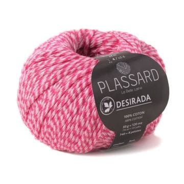 Fil crochet et tricot - PLASSARD - Desirada - 100% coton - Bicolore - Rose Bonbon 35